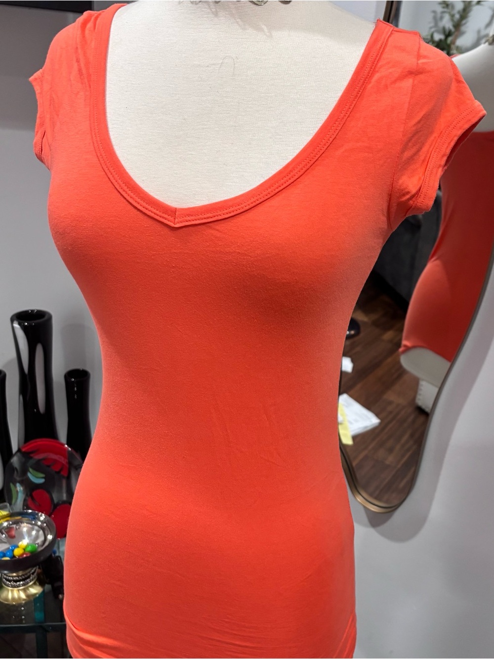 Active USA Coral-Pink Cap-Sleeve Top